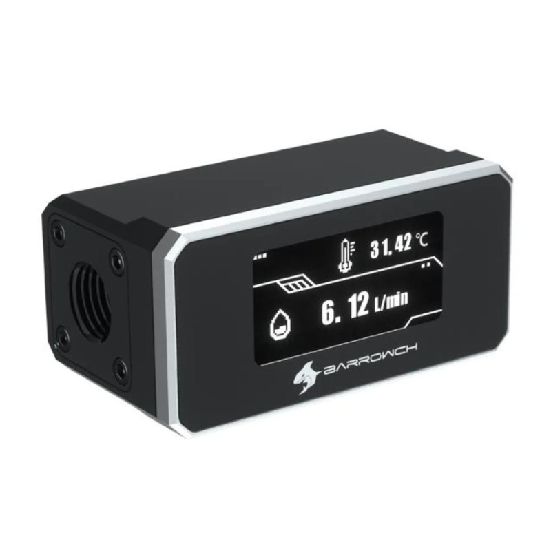 Barrowch G1/4 Digital OLED Display Flow and Temperature Sensor - Silver - مستشعر حرارة